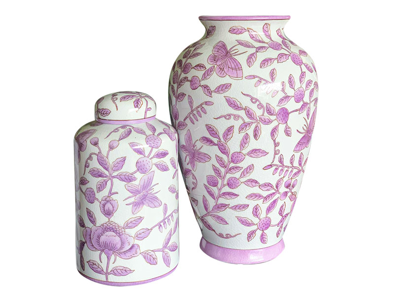 Red velvet home décor - Ginger Jars