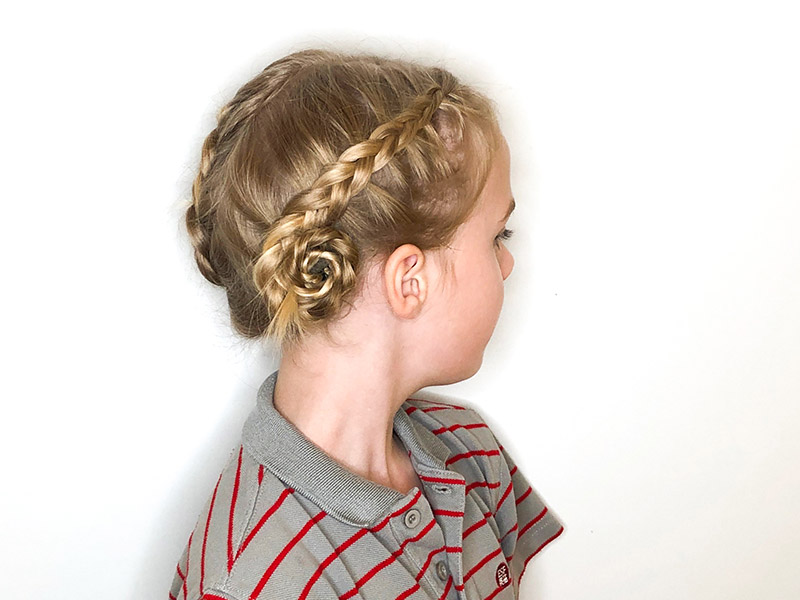 Emmanuel F - Easy kids hairstyles for school - Rosebud braids - done