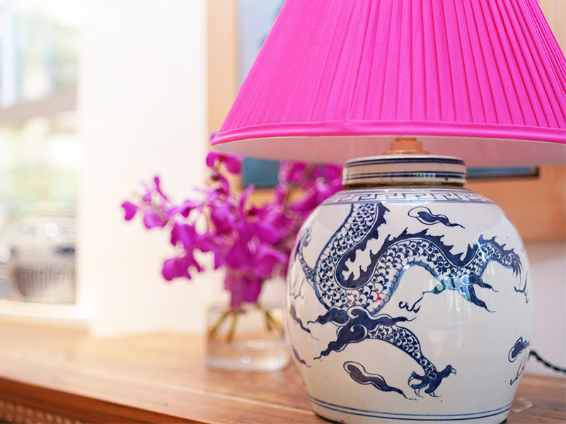 Pink ginger jar lamp