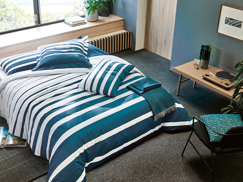 Blanc des Vosges French bed linen blue