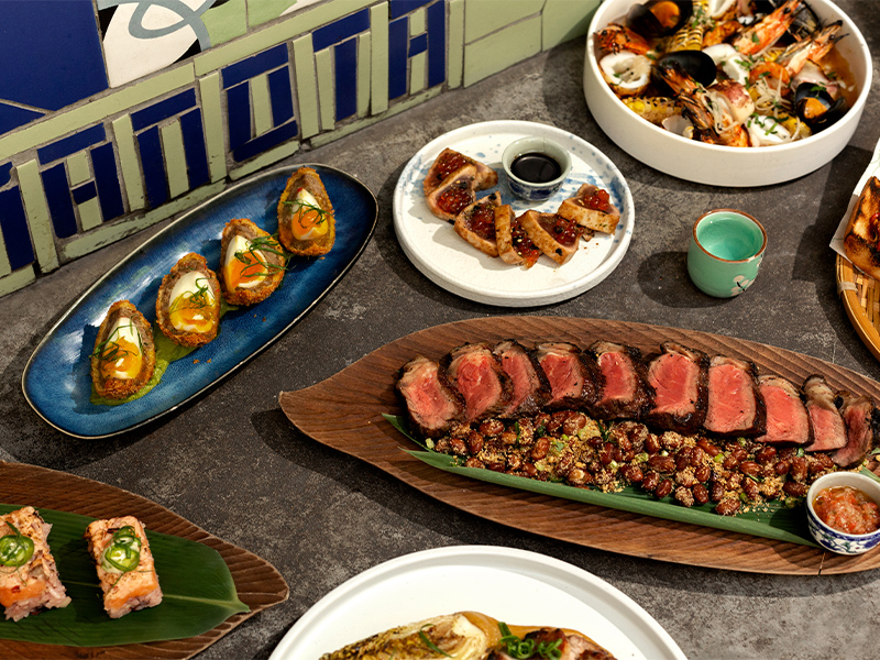 Selection of dishes at Uma Nota Brazilan Japanese restaurant in Hong Kong