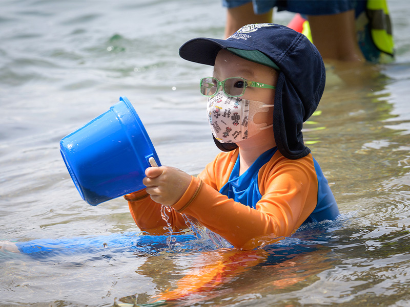 Malvern College Preschool kids in the sea, Forest-Beach School