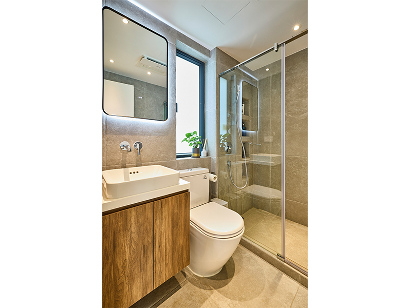 Bathroom of village house in Hong Kong built by interior design company Grande Interior Design