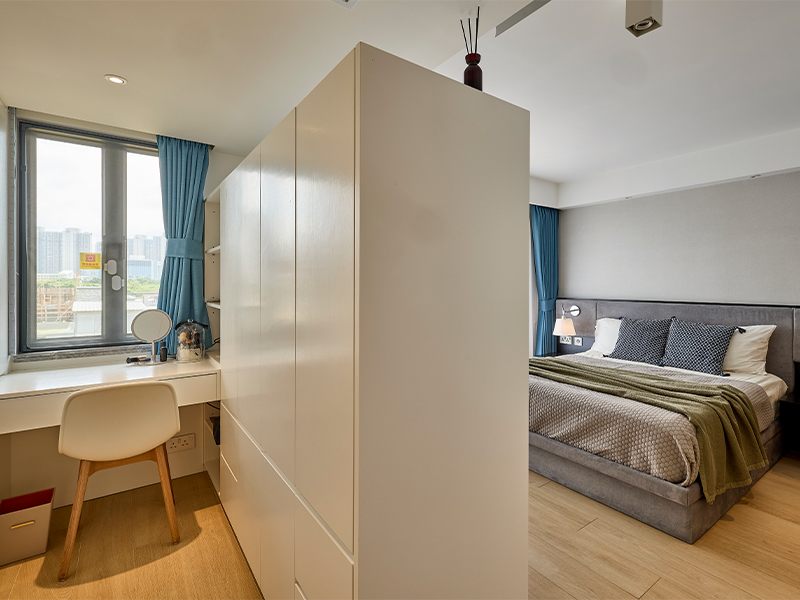 Bedroom in new village house in Yuen Long in Hong Kong