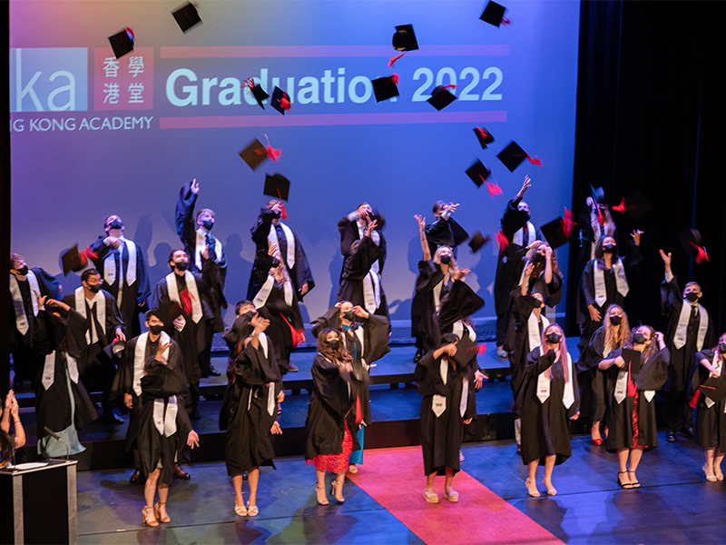 Students graduating from Hong Kong Academy secondary school in Sai Kung