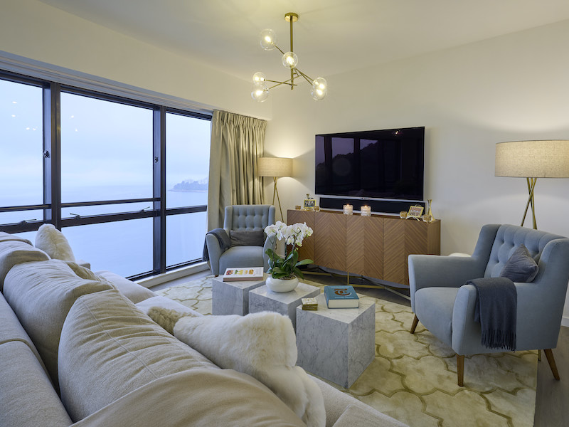 Interior design in the lounge room of a Hong Kong flat