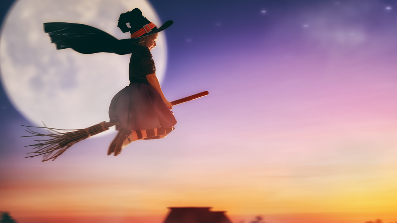 Witch on broomstick