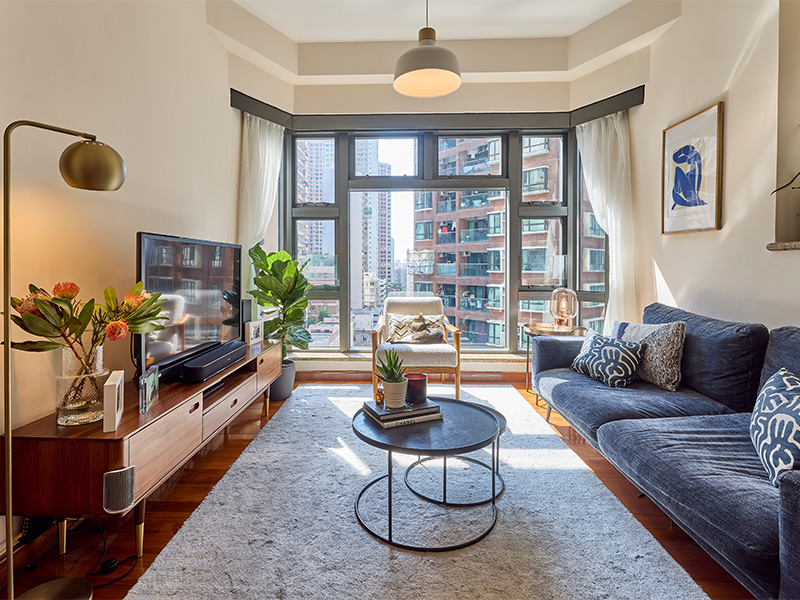 Mid-levels apartment of South African expat Cindy Schafer- living room