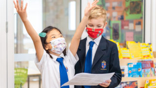 Students at Shrewsbury International primary school in Hong Kong