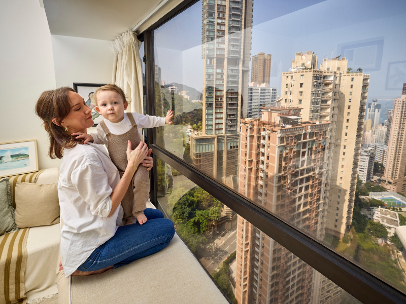 Hannah Griffith and her child in mid levels hong kong